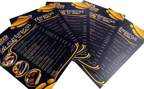 Cartas menú impresas sobre material rígido