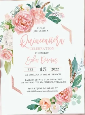 Invitación impresa para fiesta de quince años