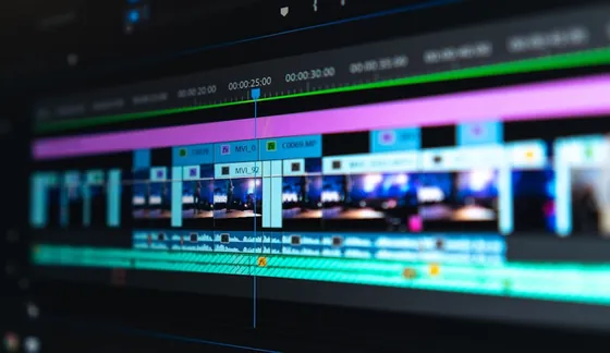 Línea de tiempo de edición de video en pantalla