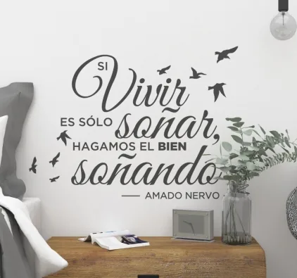 Vinilo decorativo de pared con una frase